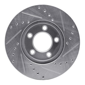 Ford Taurus Brake Rotor (1) - Front Left - R1 Concepts - Drilled & Slotted - Silver - `91-`00